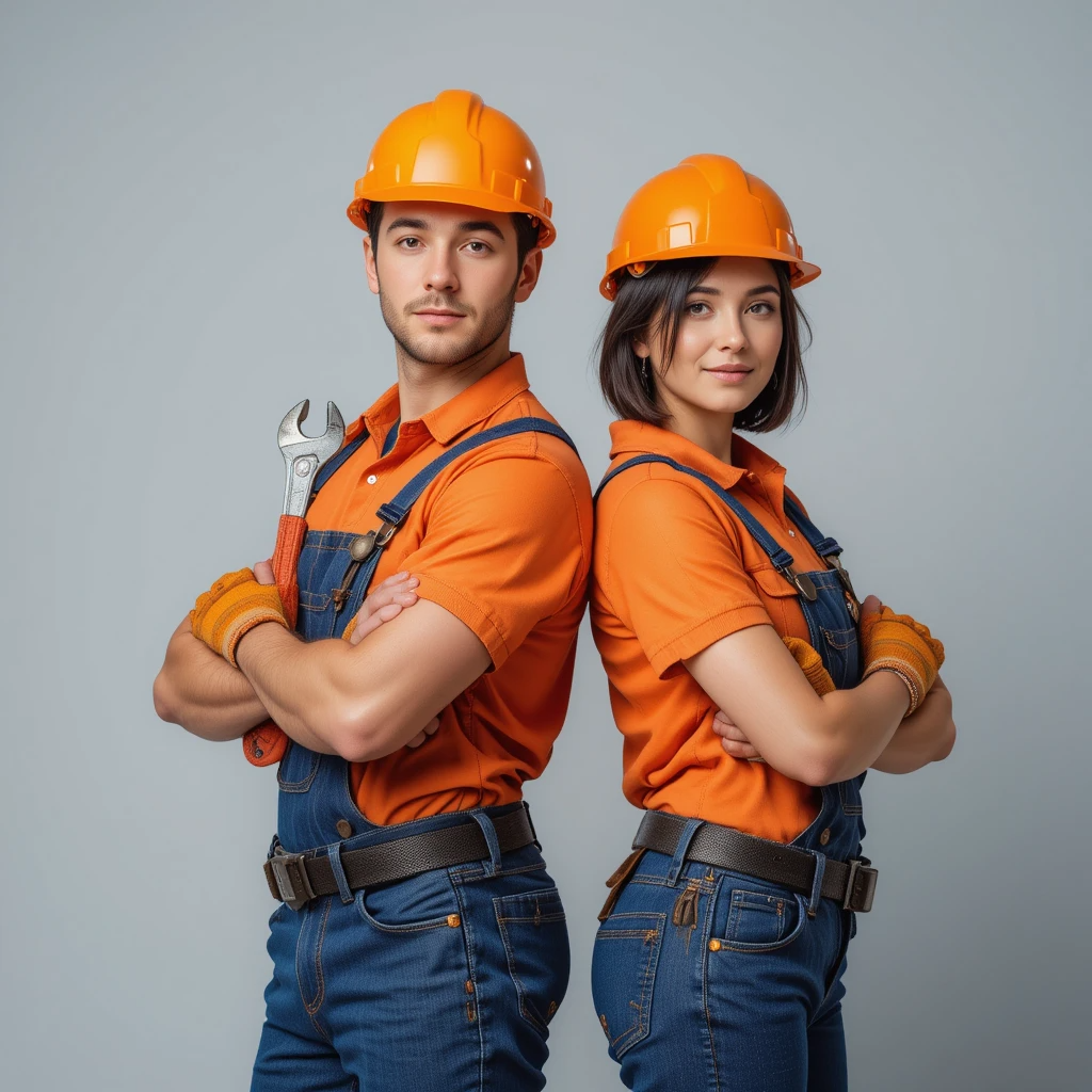 imagem de outros dois funcionários confiantes da equipe da desentupidora DesentopeNET